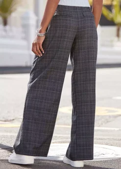 Buffalo Check Wide Leg Trousers -Modish Dress Up Buffalo Check Wide Leg Trousers24526257FRSP W01