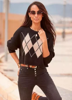 Buffalo Diamond Knit Patterned Sweater -Modish Dress Up Buffalo Diamond Knit Patterned Sweater70349127FRSP W02