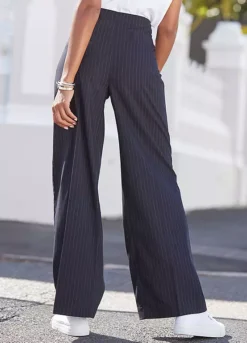 Buffalo Pinstripe Wide Leg Trousers -Modish Dress Up Buffalo Pinstripe Wide Leg Trousers70868869FRSP W01