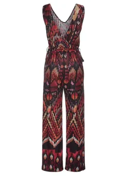 Buffalo V-Neck Patterned Jumpsuit -Modish Dress Up Buffalo V Neck Patterned Jumpsuit43948266FRSC W01