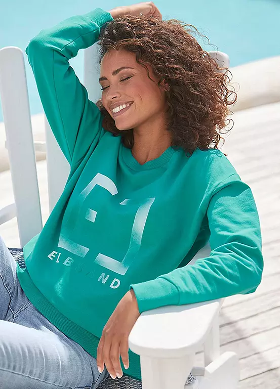 Elbsand Logo Print Round Neck Sweatshirt 1 Elbsand Logo Print Round Neck Sweatshirt