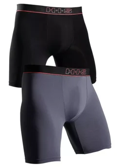 H.I.S Pack Of 2 Long Leg Boxer Shorts