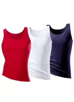 H.I.S Pack Of 3 Double Rib Vests
