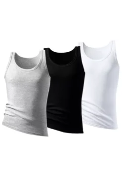 H.I.S Pack Of 3 Fine Rib Vests