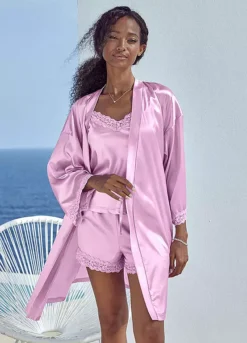 Lace Trim Belted Kimono -Modish Dress Up Lace Trim Belted Kimono25779624FRSP W01