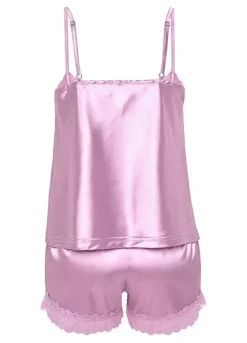 Lace Trim V-Neck Shorty Pyjama Set -Modish Dress Up Lace Trim V Neck Shorty Pyjama Set15809933FRSC W01