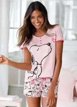 Peanuts Snoopy Heart Print Short Pyjamas