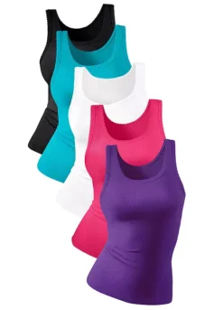 Petite Fleur Pack Of 5 Double Rib Vests -Modish Dress Up Petite Fleur Pack of 5 Double Rib Vests392745FRSC