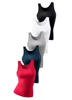 Petite Fleur Pack Of 5 Double Rib Vests -Modish Dress Up Petite Fleur Pack of 5 Double Rib Vests622532FRSC