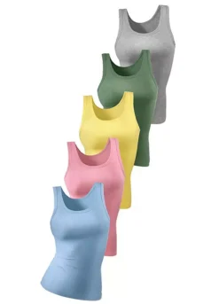 Petite Fleur Pack Of 5 Double Rib Vests