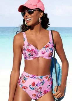 Sunseeker Floral Print High Waist Bikini Bottoms -Modish Dress Up Sunseeker Floral Print High Waist Bikini Bottoms91106018FRSP W01