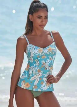 Sunseeker Tropical Print Underwired Tankini Top -Modish Dress Up Sunseeker Tropical Print Underwired Tankini Top65287164FRSP W01