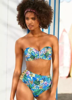 Venice Beach Tropical Print Underwired Bandeau Bikini Top -Modish Dress Up Venice Beach Tropical Print Underwired Bandeau Bikini Top64406751FRSP W01