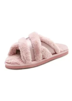Vivance Cross Strap Plush Slippers