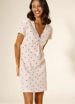 Vivance Dreams Heart Print Nightgown -Modish Dress Up Vivance Dreams Heart Print Nightgown66233949FRSP W02