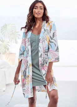 Vivance Dreams Leaf Print Kimono
