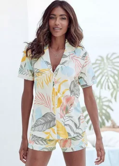 Vivance Dreams Leaf Print Shorty Pyjamas