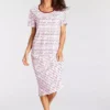 Vivance Dreams Stripe Short Sleeve Midi Nightie