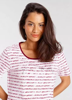 Vivance Dreams Stripe Short Sleeve Midi Nightie -Modish Dress Up Vivance Dreams Stripe Short Sleeve Midi Nightie78513209FRSP W02