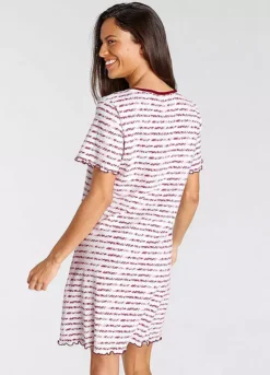 Vivance Dreams Stripe Short Sleeve Ruffle Hem Nightie -Modish Dress Up Vivance Dreams Stripe Short Sleeve Ruffle Hem Nightie91108622FRSP W01