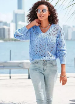 Vivance Openwork V-Neck Jumper 9 Vivance Openwork V-Neck Jumper -Modish Dress Up Vivance Openwork V Neck Jumper59236027FRSP W03