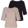 Vivance Pack Of 2 Ruffle Sleeve T-Shirts