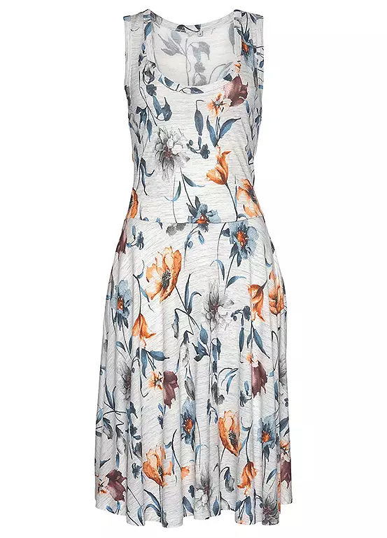 Vivance Short Floral Grey Marl Jersey Dress 2 Vivance Short Floral Grey Marl Jersey Dress - Image 2