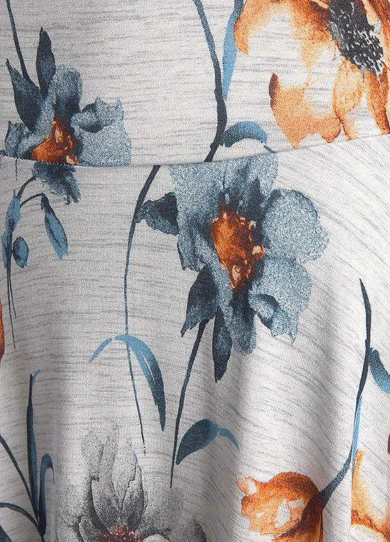 Vivance Short Floral Grey Marl Jersey Dress 5 Vivance Short Floral Grey Marl Jersey Dress - Image 5