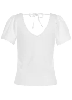 Vivance V-Neck Short Sleeve Top -Modish Dress Up Vivance V Neck Short Sleeve Top92476557FRSC W01