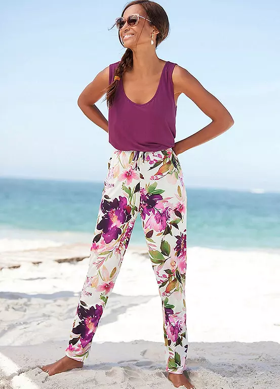 Beachtime Floral Print Jersey Pants 3 Beachtime Floral Print Jersey Pants - Image 3
